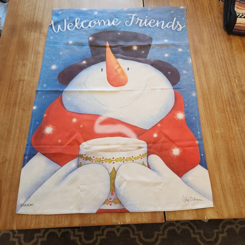 Welcome friends snowman banner flag decor‎